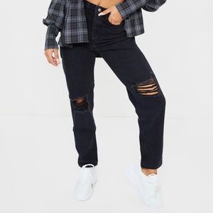 Black Ripped Mom Jeans